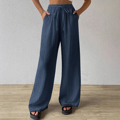 Pantalones anchos hasta el suelo para mujer, con cordón, holgados, estilo Y2K
