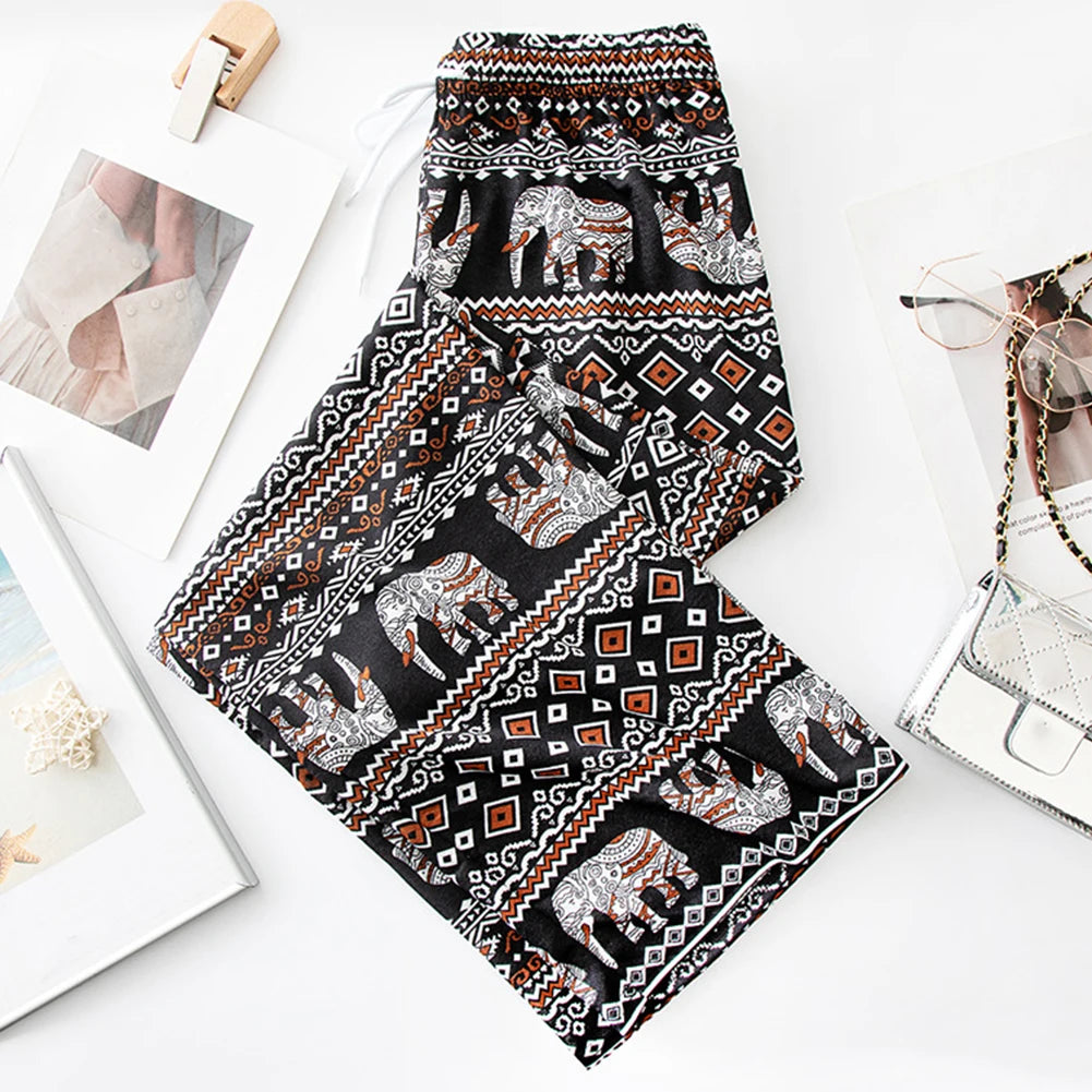 Pantalones de yoga cómodos con estampado de elefante tailandés para mujer