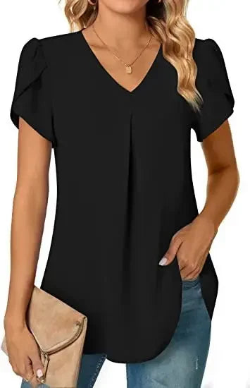 Blusa elegante para mujer, diseño manga corta y cuello en V