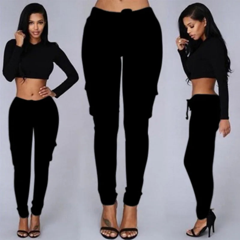 Pantalones slim fit para mujer, pantalones casuales con cintura elástica
