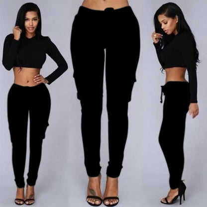 Pantalones slim fit para mujer, pantalones casuales con cintura elástica