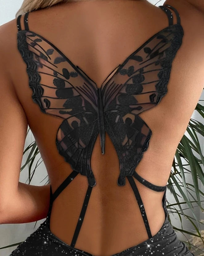 Vestido ajustado sexy con estampado de mariposas