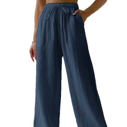 Pantalones anchos hasta el suelo para mujer, con cordón, holgados, estilo Y2K