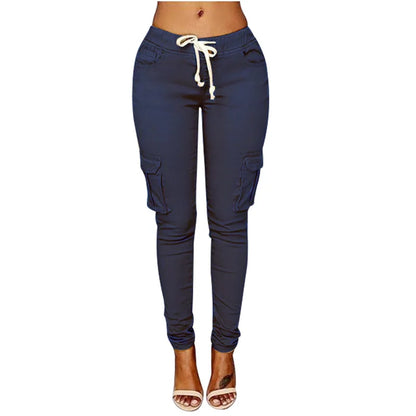 Pantalones slim fit para mujer, pantalones casuales con cintura elástica