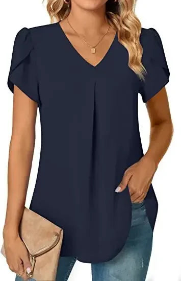 Blusa elegante para mujer, diseño manga corta y cuello en V