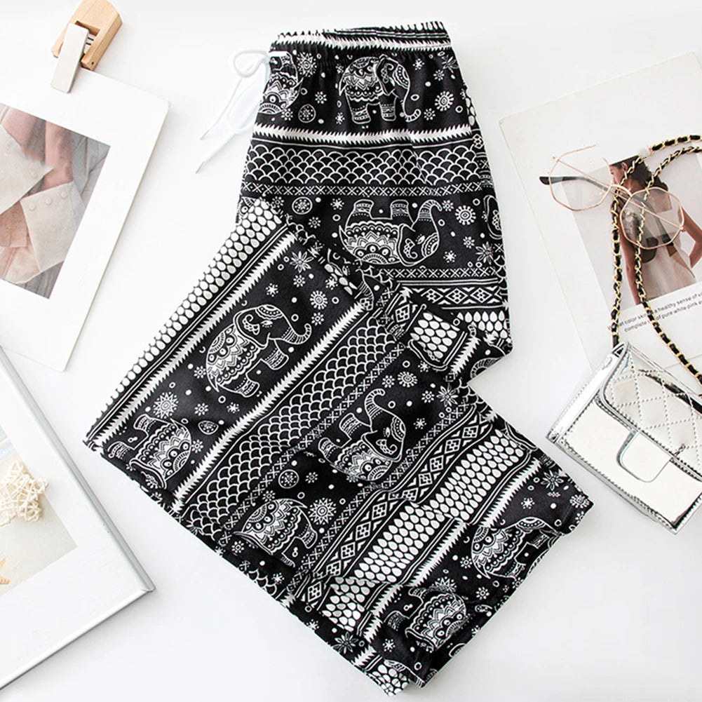 Pantalones de yoga cómodos con estampado de elefante tailandés para mujer