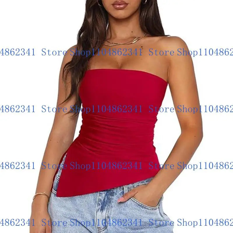 Blusa con hombros descubiertos y fruncido asimétrico para mujer