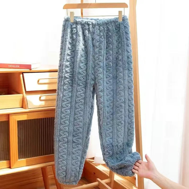 Conjunto de pijama de dos piezas para mujer, liso y cálido, de terciopelo grueso