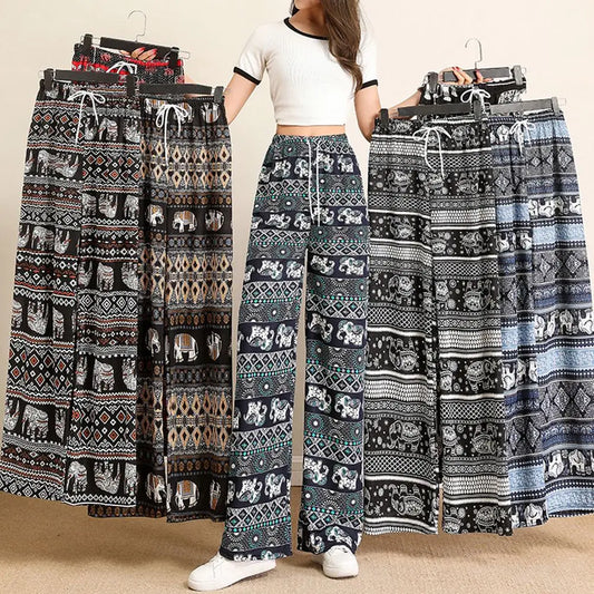 Pantalones de yoga cómodos con estampado de elefante tailandés para mujer