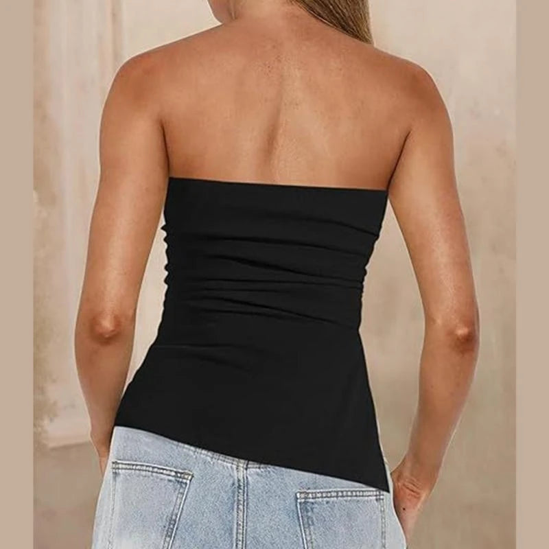 Blusa con hombros descubiertos y fruncido asimétrico para mujer