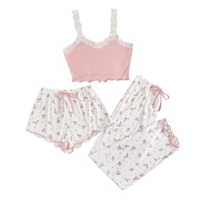 Conjuntos de pijama para mujer, conjunto de tres piezas