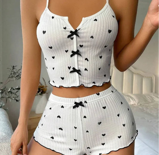 pijamas con tirantes y pantalones cortos, conjunto de dos piezas para mujer