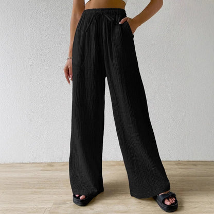 Pantalones anchos hasta el suelo para mujer, con cordón, holgados, estilo Y2K