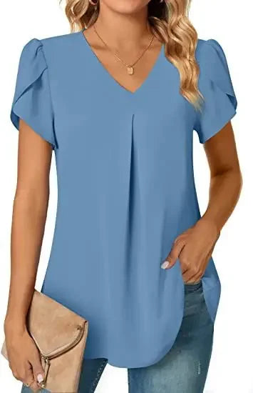 Blusa elegante para mujer, diseño manga corta y cuello en V